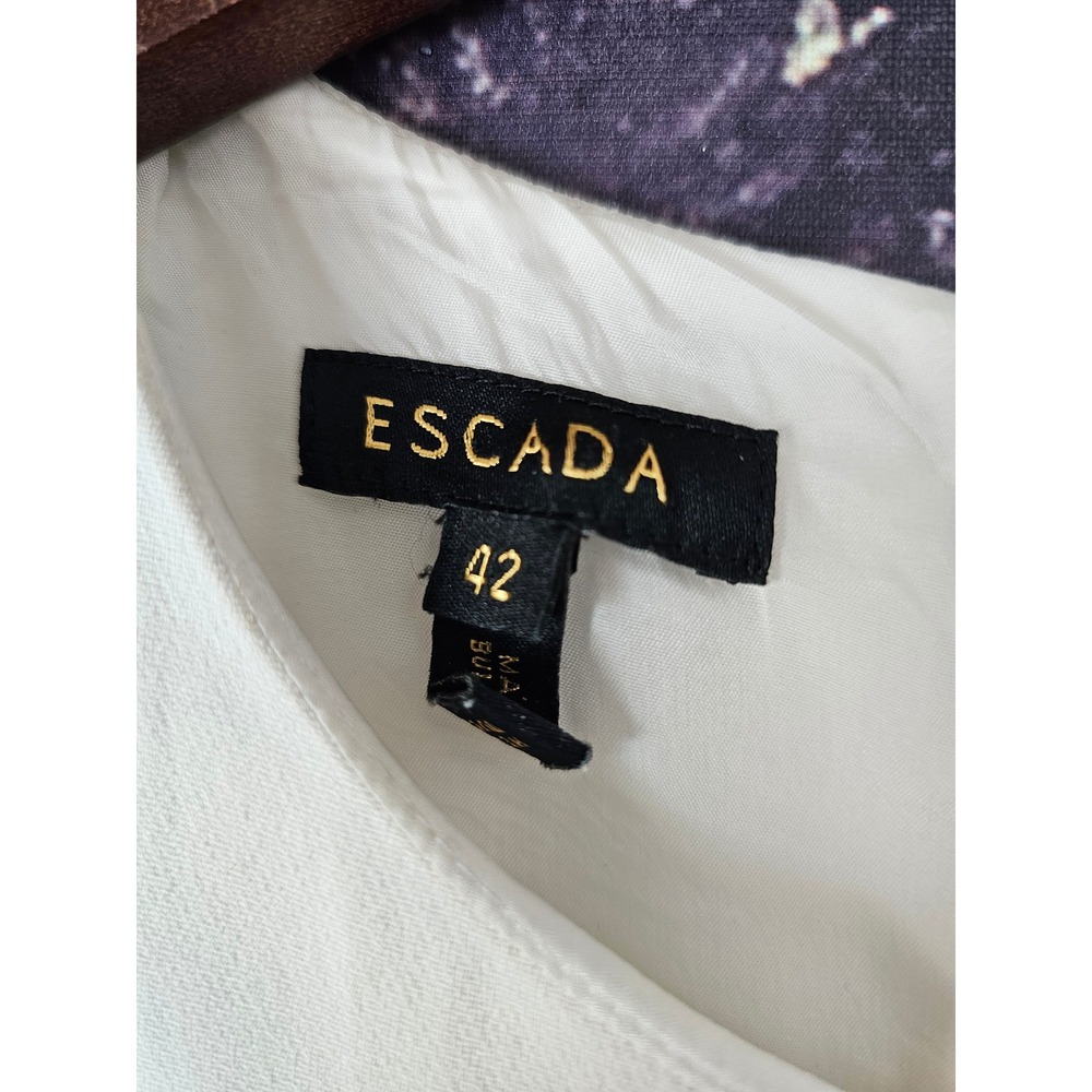 Escada Dequineta Off-White 3/4 Sleeve Shift Dress Size 42 1006326 01 - Picture 4 of 11